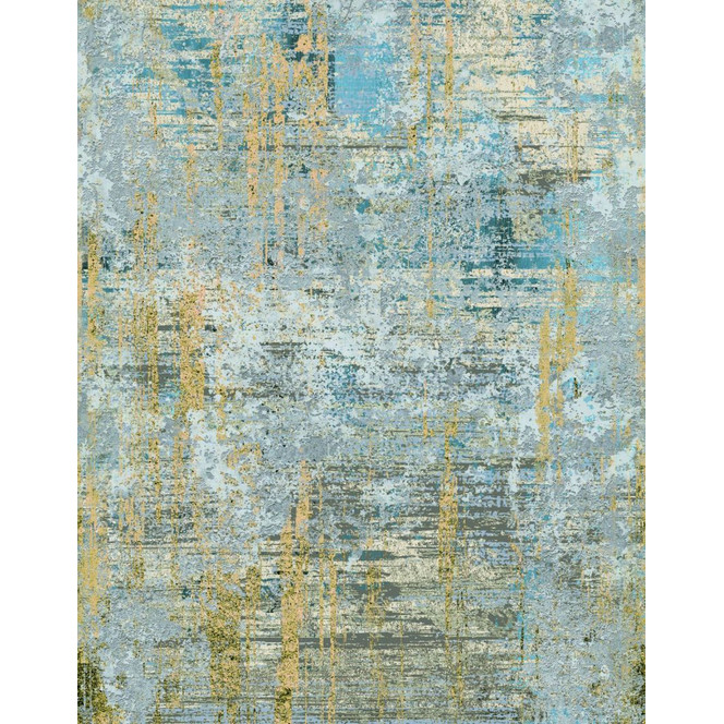 Fototapete Bildtapete Abstrakte Wandstruktur in Grau Blau mit Goldakzenten in Used 2.7 x 2.12 m