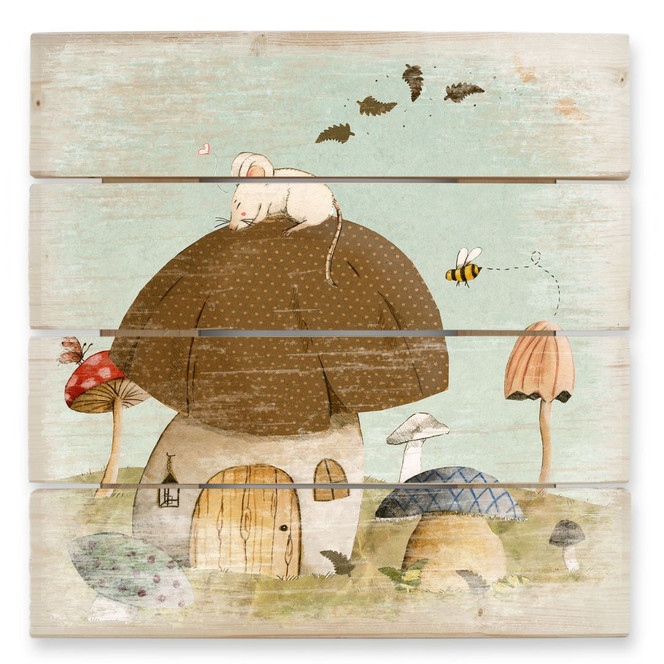 Holzbild Loske - Mäusegarten - 40 x 41.5 cm