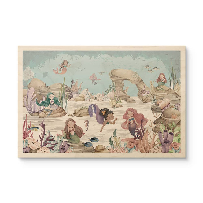 Holzbild Magisches Unterwasserreich der Meerjungfrauen - Oliver Robins