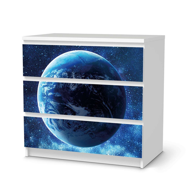 Klebefolie IKEA Malm Kommode 3 Schubladen - Planet Blue- Bild 1