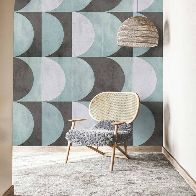 Kreis-Geometrie Tapete in Pastellblau Grau - Vliestapete Modern