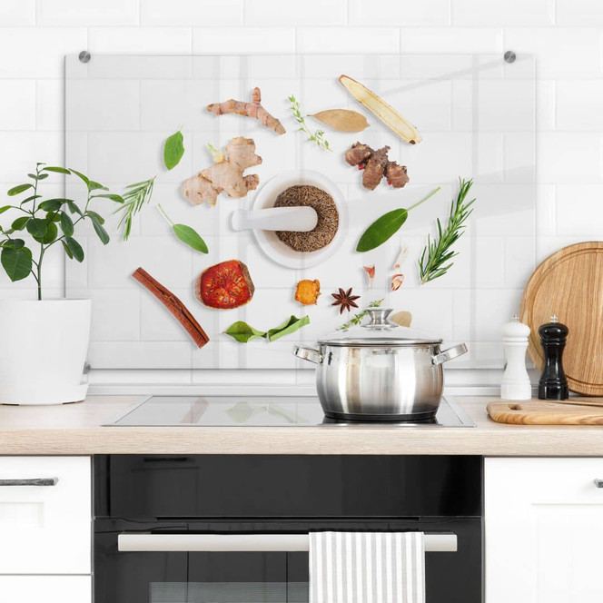 Spritzschutz Küchenkräuter - Transparent