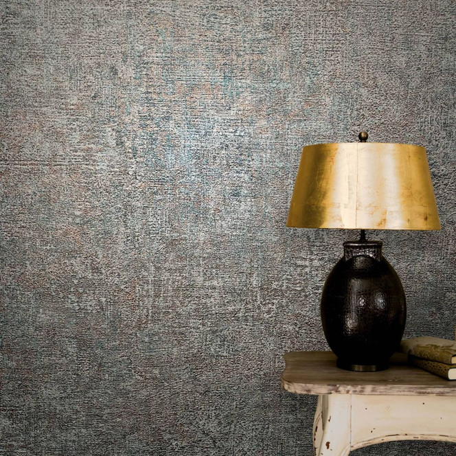 Vliestapete im Rost Optik used-look grau, blau Struktur