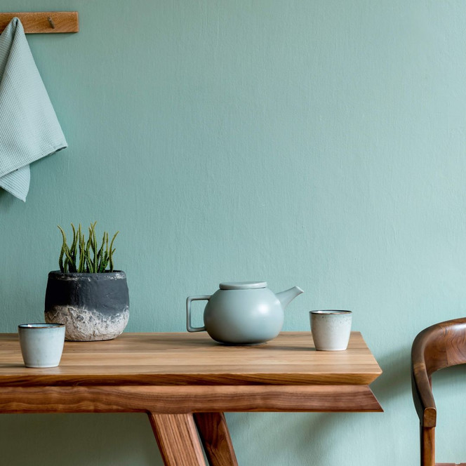 Vliestapete mit einfarbiger Struktur türkis Uni