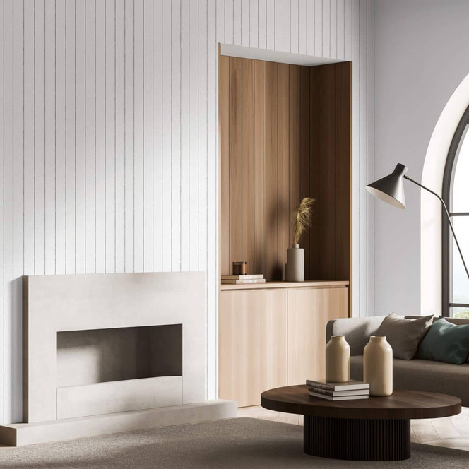 Vliestapete mit feiner Linienoptik schwarz, weiss Streifen