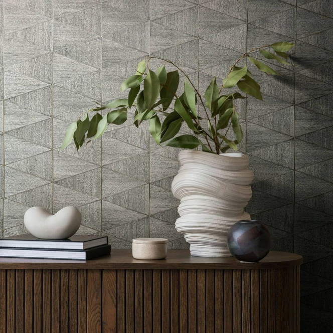 Vliestapete mit geometrischem Muster, Dreiecken grau Grafisch