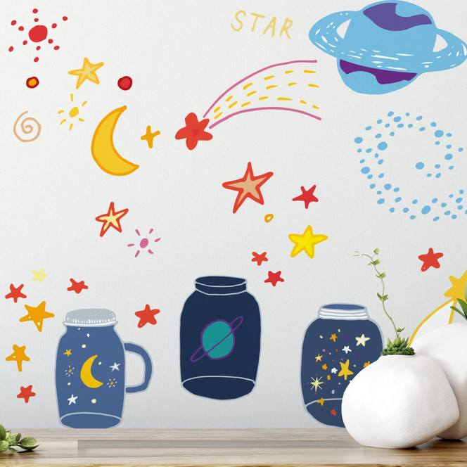 Wandtattoo Illustration Galaxien im Glas