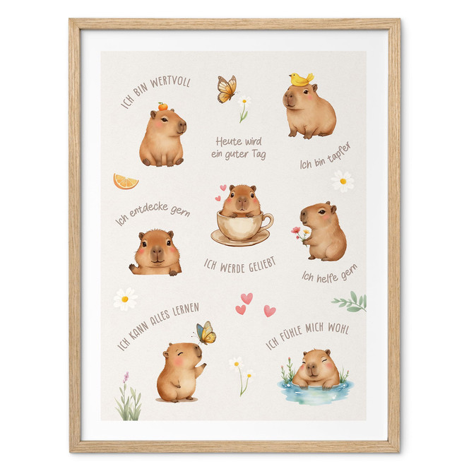 Affirmationsposter Capybara für Kinder