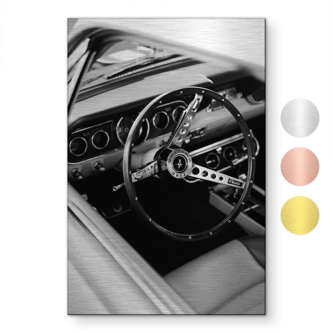 Alu-Dibond gebürstet mit Gold-, Silber- & Kupfereffekt - Oldtimer Cockpit - Young