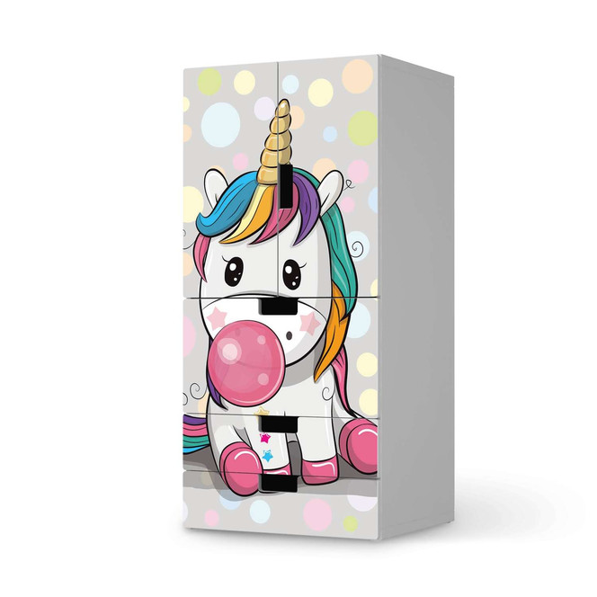 Möbelfolie IKEA Stuva / Malad - 3 Schubladen und 2 kleine Türen - Rainbow das Einhorn- Bild 1