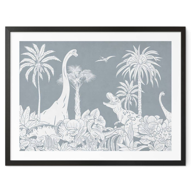 Poster Im Land der Dinosaurier - Blau - Kikki Belle