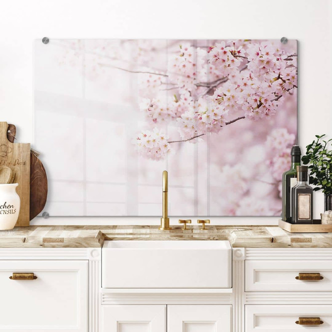 Spritzschutz Zarte Kirschblüten