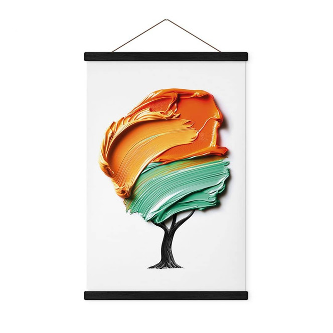 Stoffbild Baum mit oranger und grüner 3D-Krone - Mielu