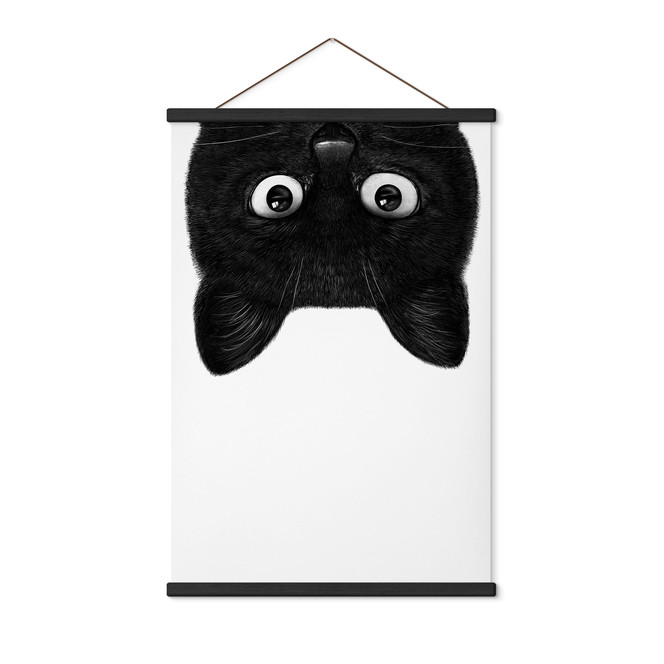 Stoffbild Schwarze Katze kopfüber - Korenkova