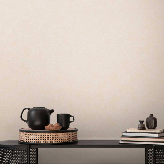 Strukturtapete in Leinenoptik Beige – Dezente Vliestapete modern & zeitlos