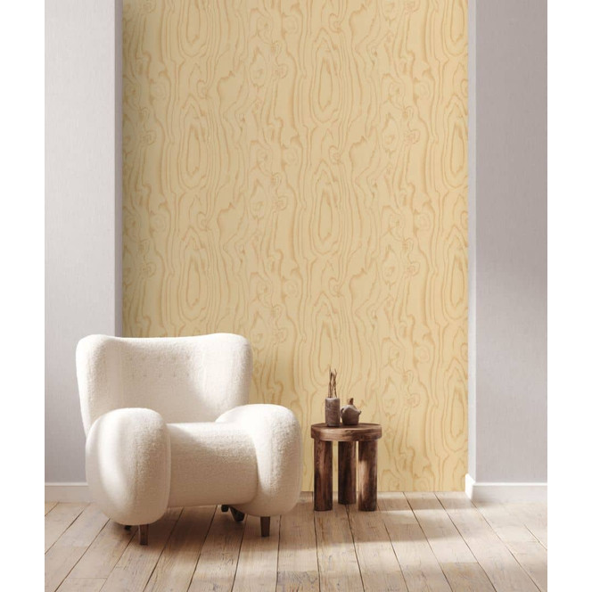 Vliestapete mit Holzmaserung mit natürlicher Textur ocker, beige Holzoptik
