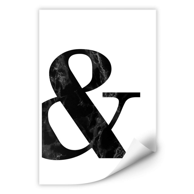 Wallprint Black Marble Ampersand