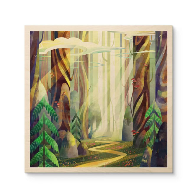 Holzbild Verwunschener Wald im Licht - DigitalArtsi