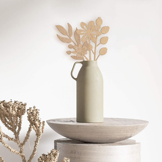 Holzdeko MDF Blumenstrauss (3-teilig) - Natur - Höhe: 30cm