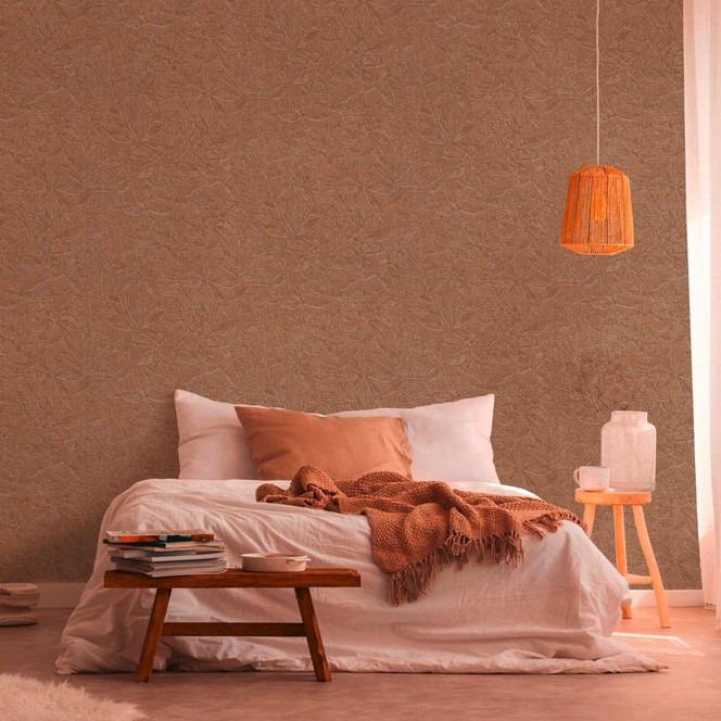 Landhaus-Tapete Braun Beige - Vliestapete Wohnzimmer - Florale Tapete Schlafzimmer Flur