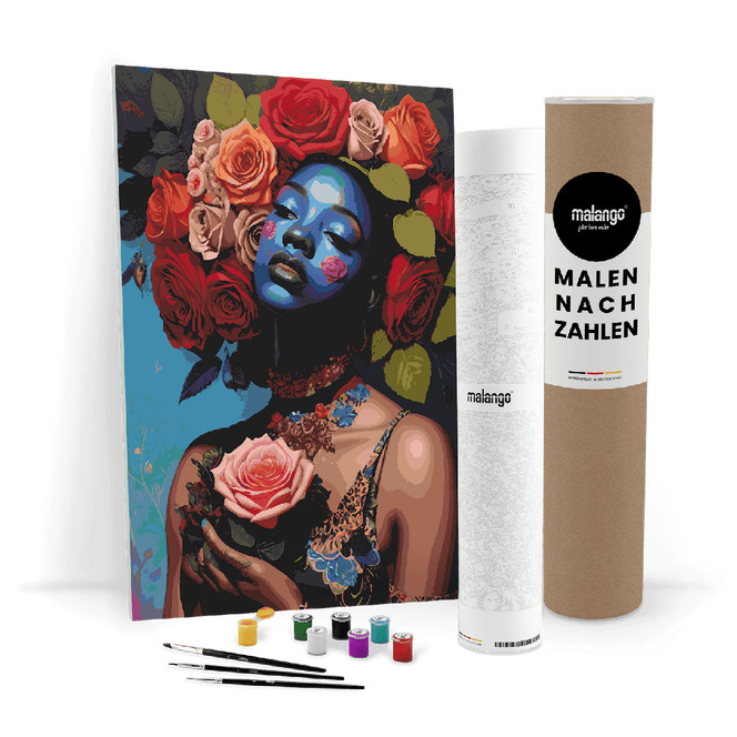 Malen nach Zahlen Leinwandbild - Frau Bonny Blumenhaar