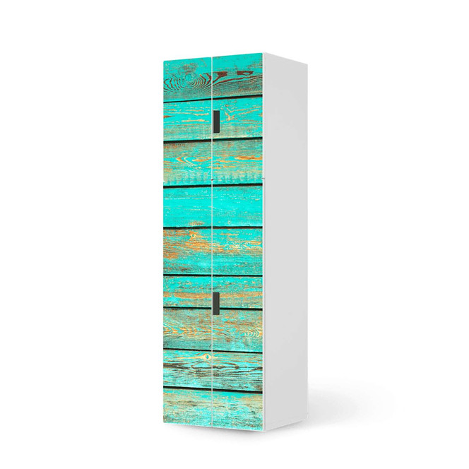 Möbelfolie IKEA Stuva / Malad - 2 grosse Türen und 2 kleine Türen - Wooden Aqua- Bild 1