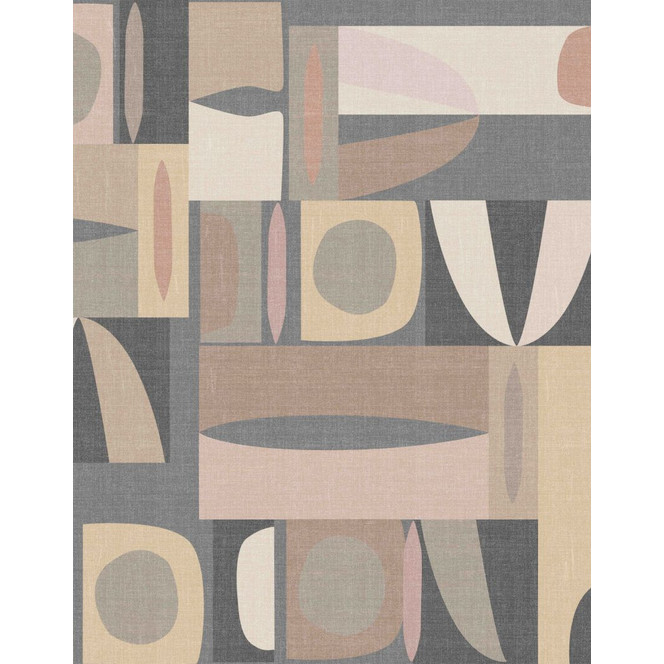 Fototapete Bildtapete Geometrische Formen in Blau, Greige und Creme in Mid-Century 3.4 x 2.65 m
