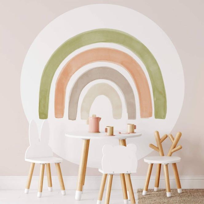 Fototapete Nouveauprints - Regenbogen Aquarell - Rund - Selbstklebend/Vlies