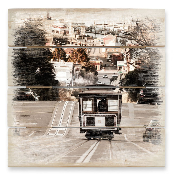 Holzbild Cable Cars - 40 x 41.5 cm