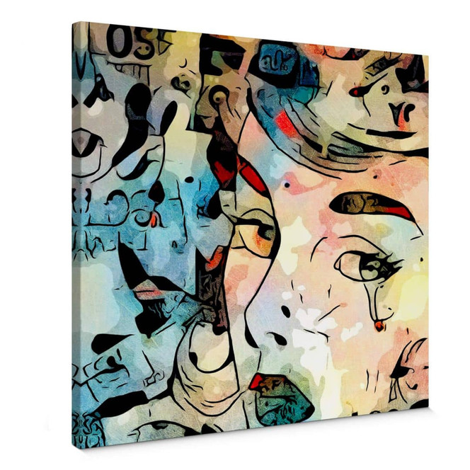 Leinwandbild Zamart - Hommage an Miro - Die Träne - Quadratisch