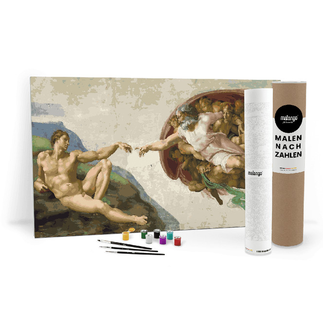 Malen nach Zahlen Leinwandbild - Michelangelo - Die Erschaffung Adams
