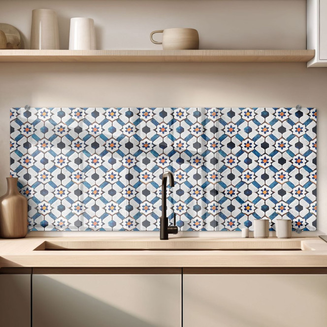 Spritzschutz Geometrisches Muster mit Blumen - Treechild - Panorama