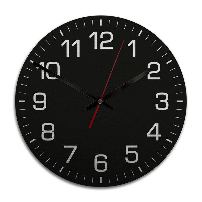 Wanduhr Alu-Dibond-Silbereffekt - Klassisch mit Minutenanzeige - negativ - Ø 28cm - Bild 1
