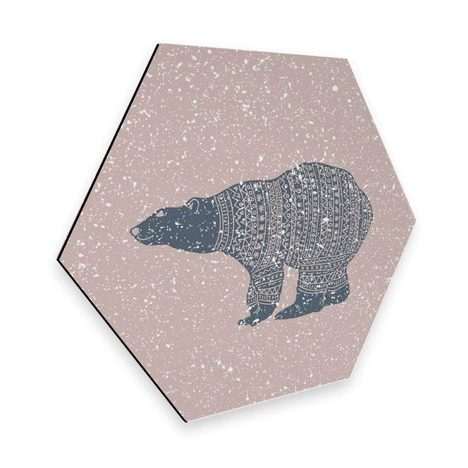 Hexagon - Alu-Dibond Polarbär Blau