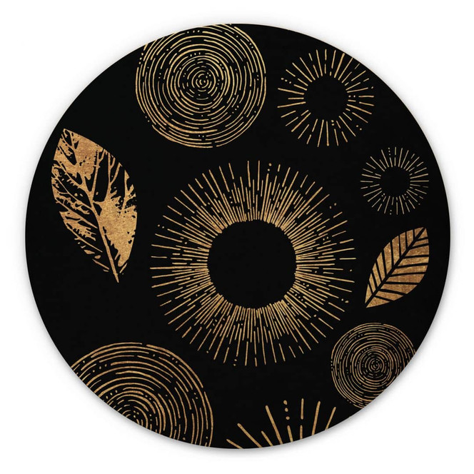 Holzbild Kubistika - Schimmer in der Dunkelheit - Rund