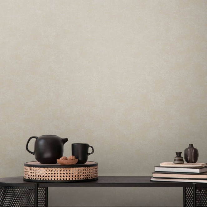 Unitapete mit Textil-Optik Beige – Einfarbige Tapete strukturiert – Vliestapete
