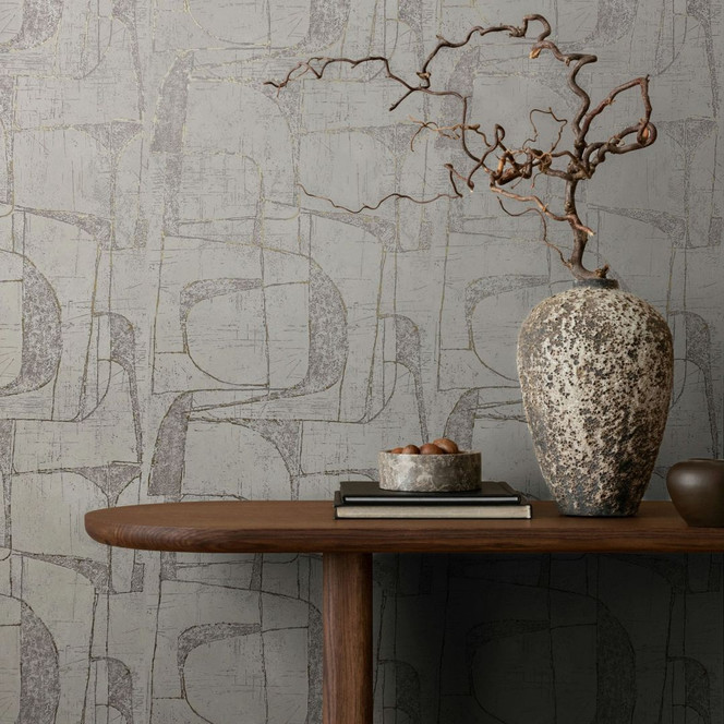 Vliestapete in Beige Glänzend Geometrische Formen Grafisch Modern