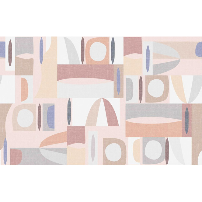 Fototapete Motivtapete Abstrakte Mid-Century Formen in Pastell mit Beige und Blau 2.7 x 4.24 m