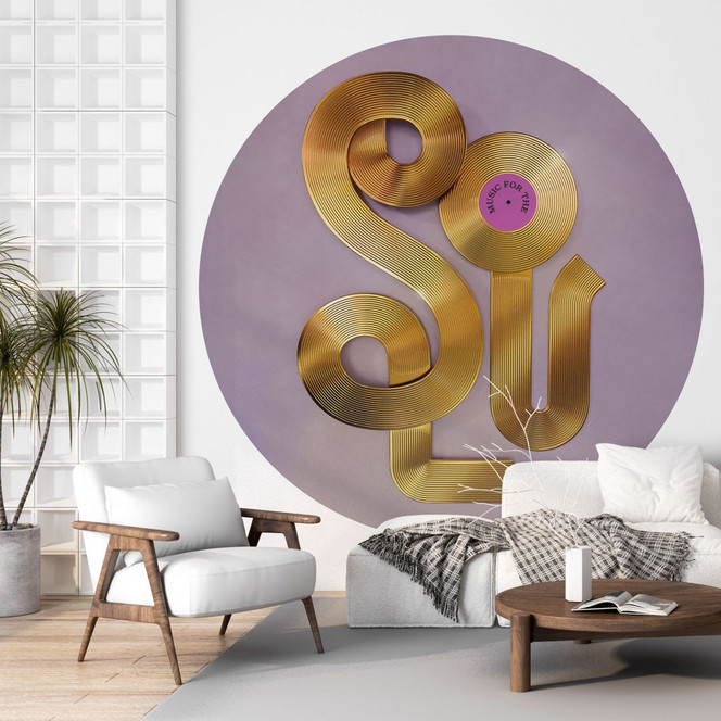 Fototapete Soul trifft auf Vinyl - Musik für die Seele - Harrison - Rund - Selbstklebend/Vlies