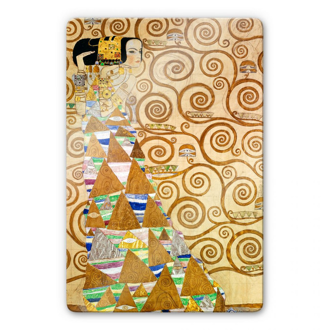 Glasbild Klimt - Die Erwartung
