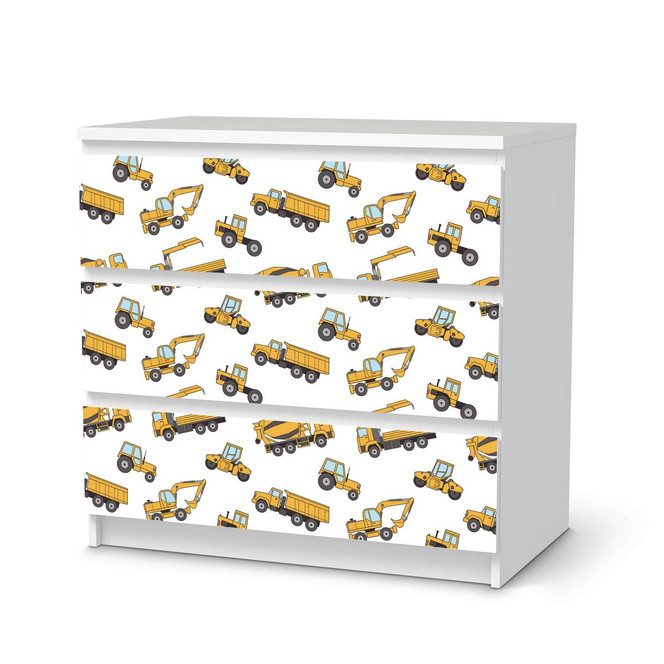Klebefolie IKEA Malm Kommode 3 Schubladen - Working Cars- Bild 1