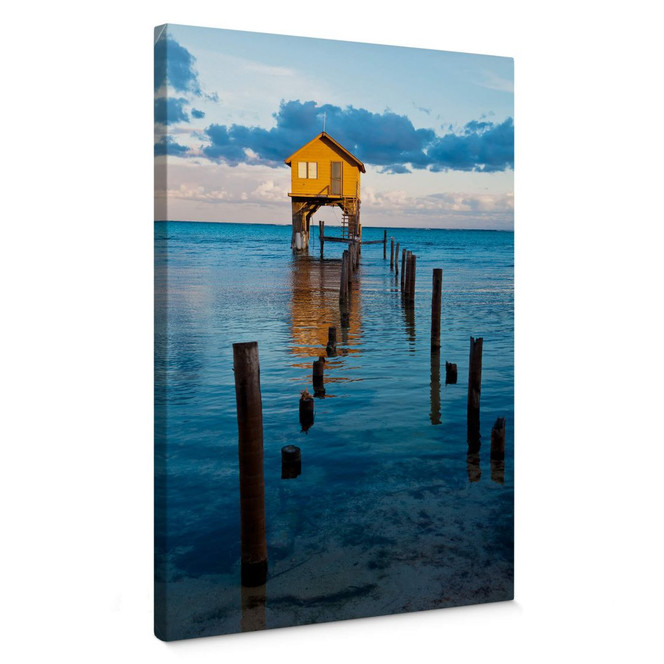 Leinwandbild Haus auf dem Meer