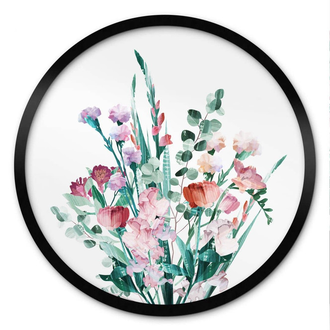 Poster Wildblumen Bouquet im Frühling - Goed Blauw - Rund