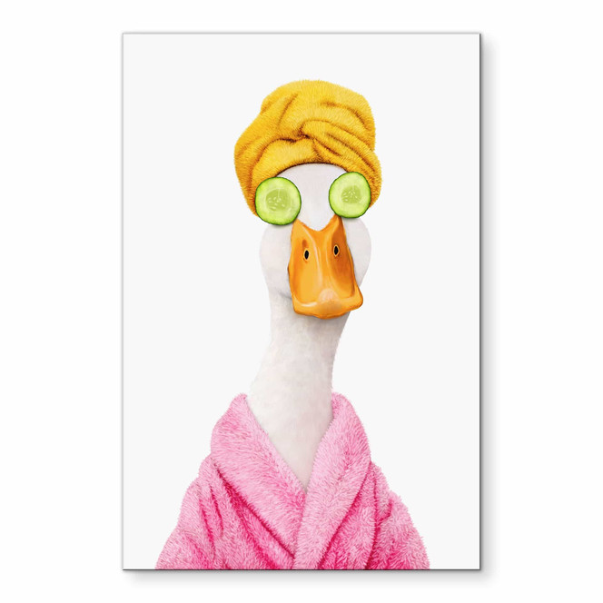 Wandbild Lustige Wellness Ente mit Gurkenmaske - Korenkova - Alu-Dibond