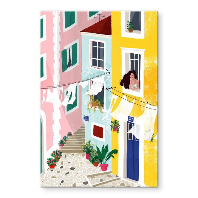 Acrylglasbild Sommerliche Häuser Illustration - Tomljanovic