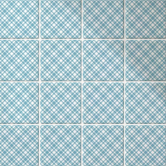 Fliesenaufkleber Kariertes Muster in Blau-weiss - 12er Set