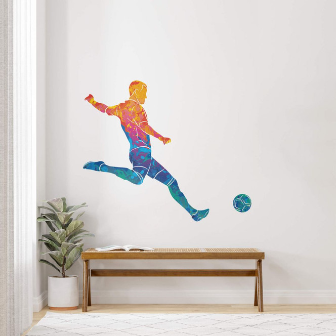 Fussballer Wandtattoo mit buntem Farbverlauf