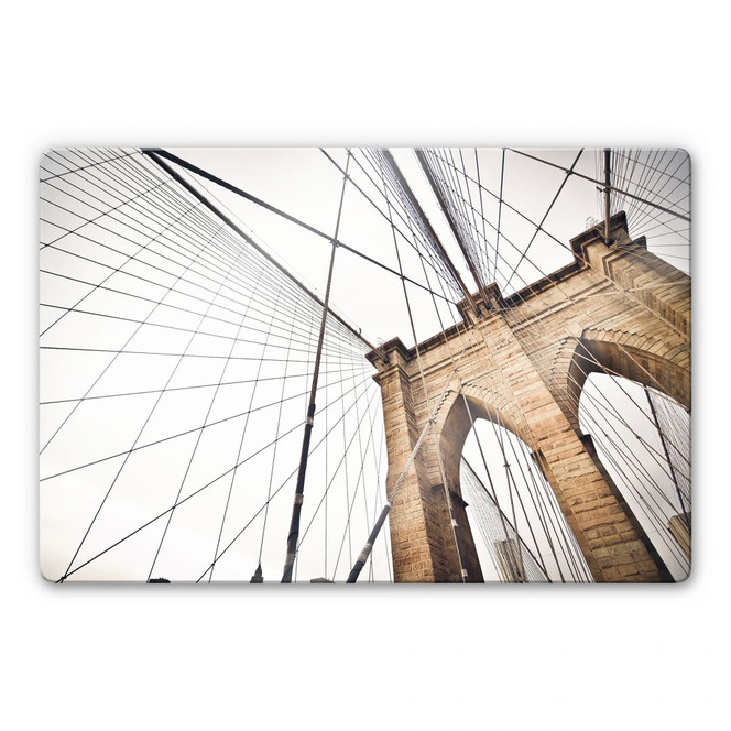 Glasbild Brooklyn Bridge - Perspektive 02
