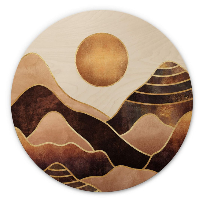 Holzbild Fredriksson - Sonnenuntergang - Rund