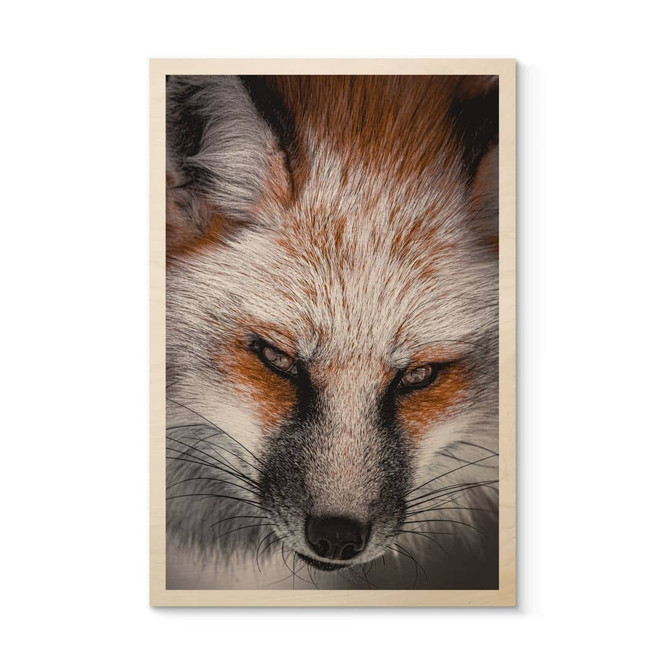 Holzbild Tierporträt Rotfuchs - Nagi